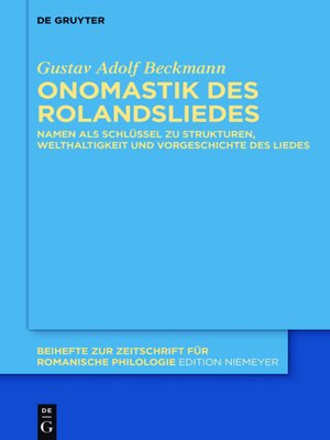 cover image of Onomastik des Rolandsliedes